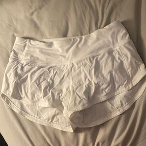 White Lululemon Speed Up Shorts